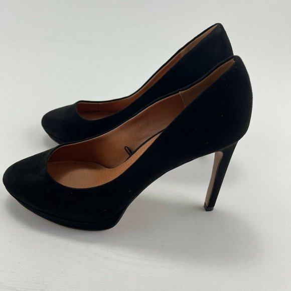 H&M Black Suede Leather Platform High Heel Classic Pumps US Size 8.5 - Picture 2 of 12